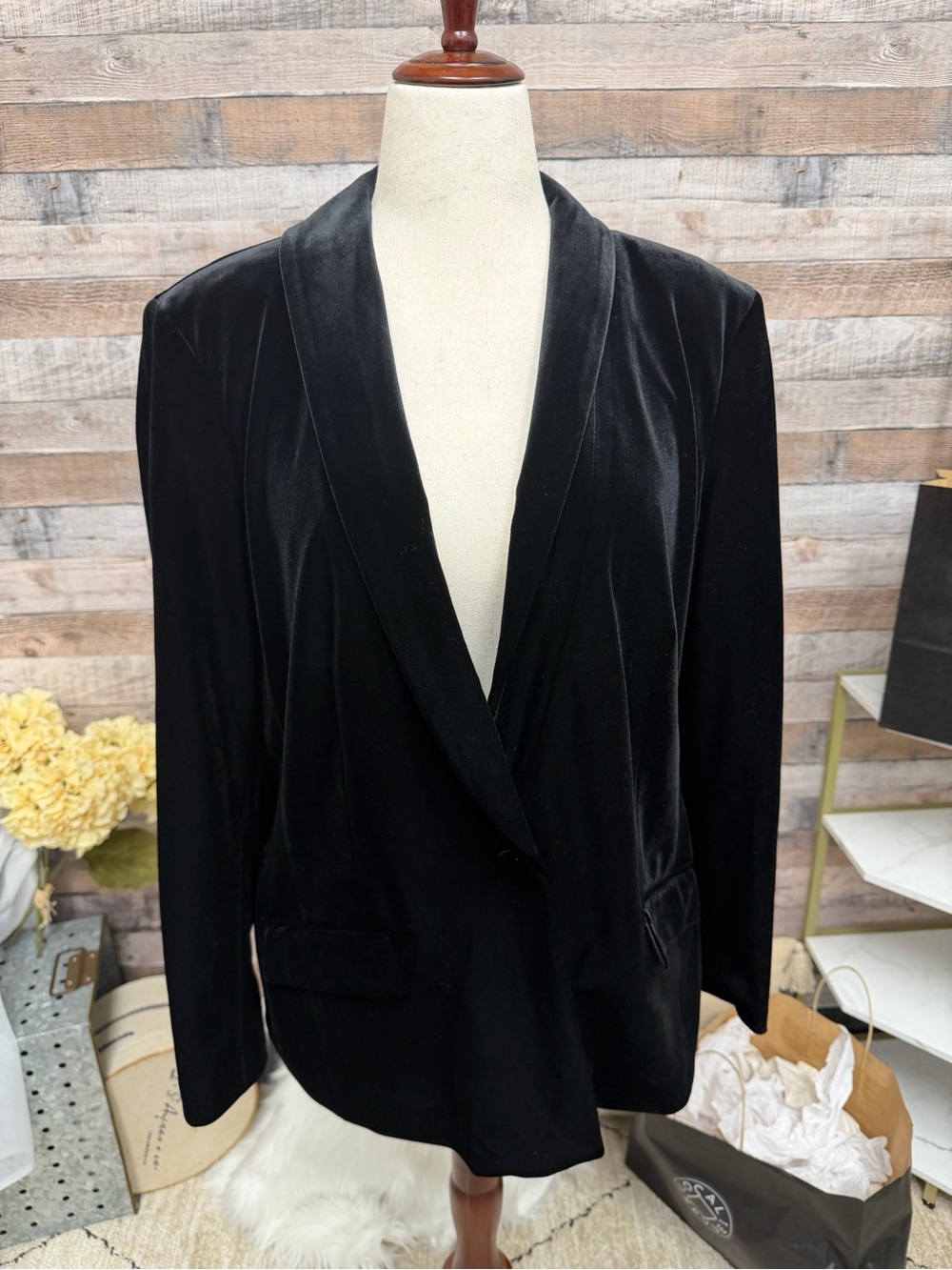 INC International Concepts Black Velvet Blazer XL